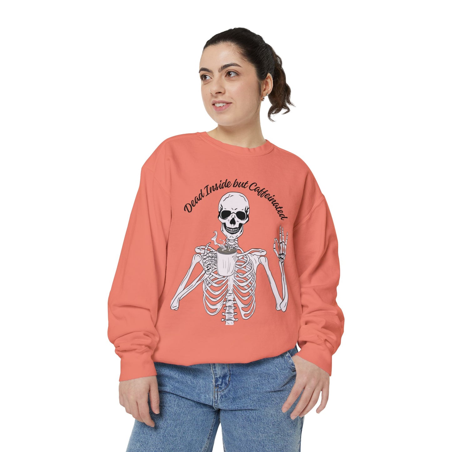 "Dead Inside, But Caffeinated" Skeleton Sweatshirt ☕💀