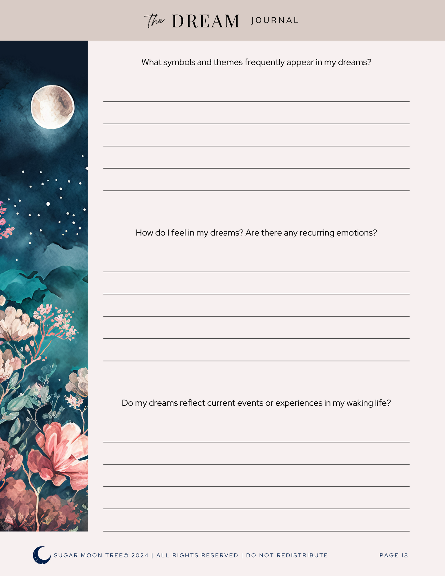 Sugar Moon Tree Dream Journal - Explore Your Subconscious Mind