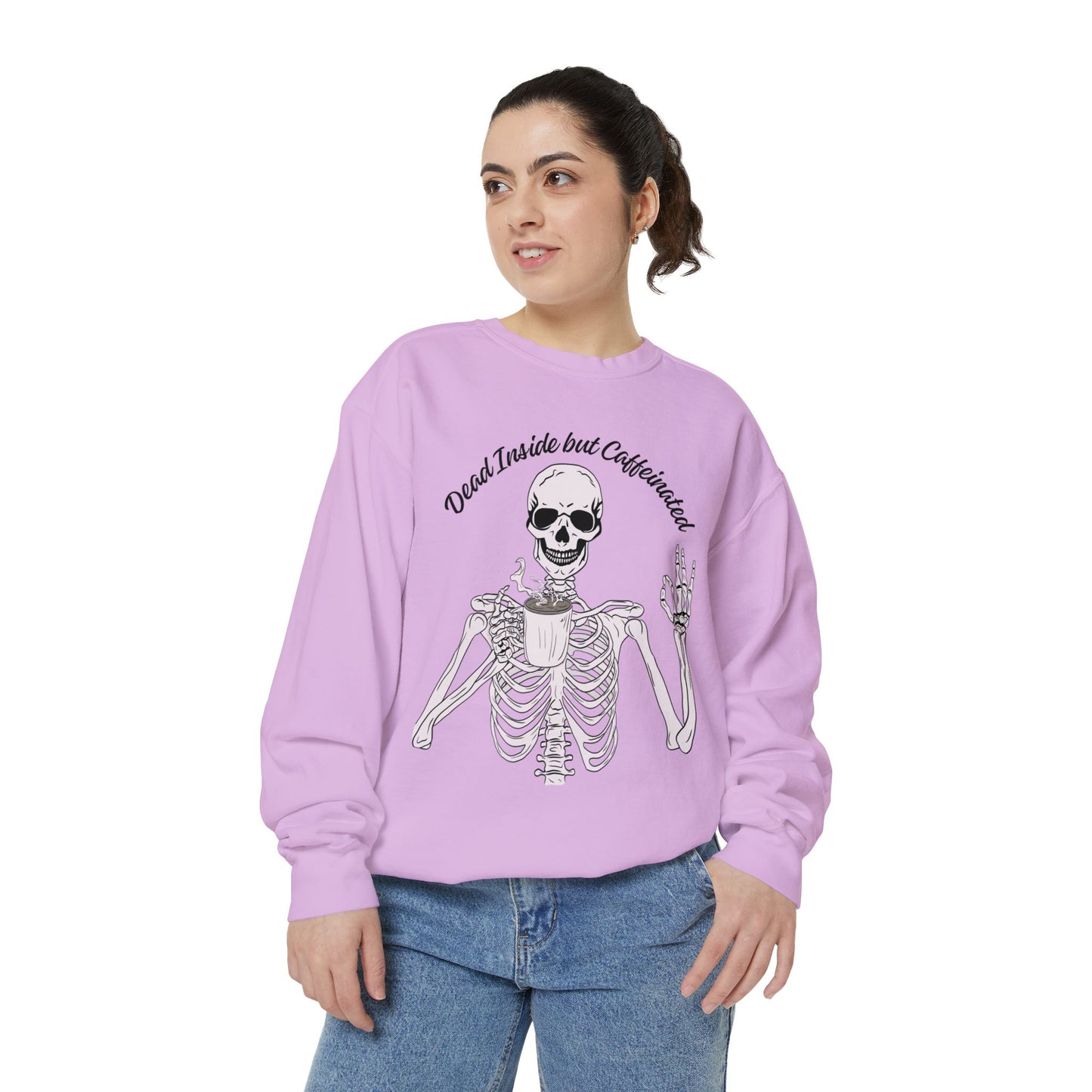 "Dead Inside, But Caffeinated" Skeleton Sweatshirt ☕💀